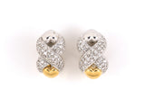 53603 - SOLD - Gold Diamond Heart Hoop Earrings