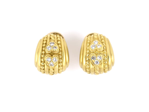 53604 - Judith Ripka Gold Diamond Heart Earrings
