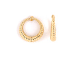 53608 - SOLD - Gold Tapered Corrugated Hoop Earrings