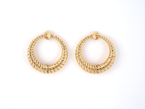 53609 - Gold Tapered Corrugated Hoop Earrings