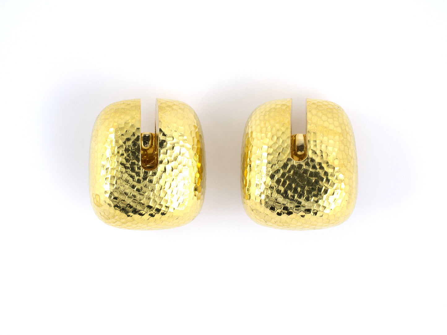 53625 - Webb Gold Hammered Cushion Shape Earrings