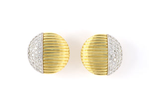 53638 - Gold Diamond Corrugated Disc Earrings