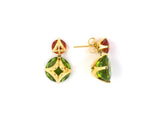 53640 - SOLD - Gold Peridot Spessartite Drop Dangle Earrings