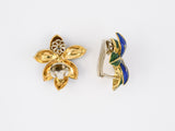 53665 - SOLD - Circa 1970s Tiffany Gold Enamel Flower Leaf Earrings