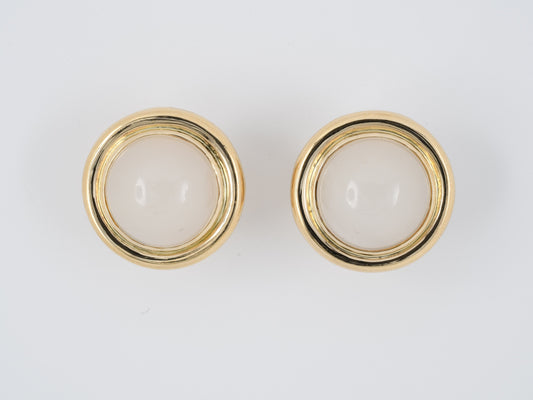 53669 - Gold Agate White Button Earrings