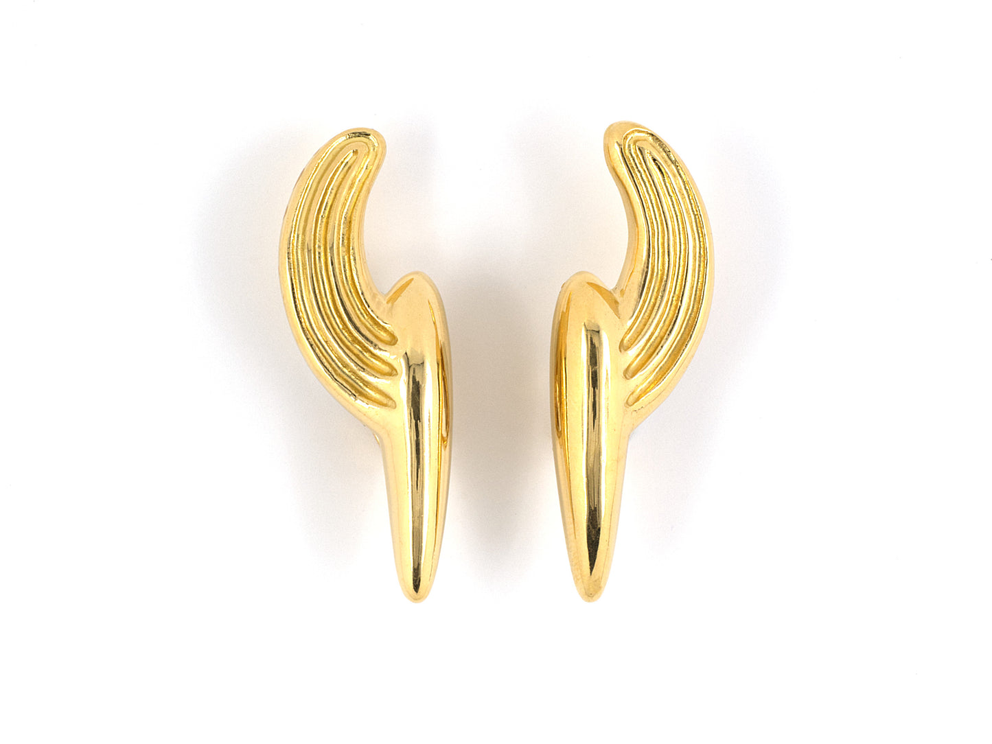 53687 - Lalaounis Neolithic Gold Grooved Hammered Drop Earrings