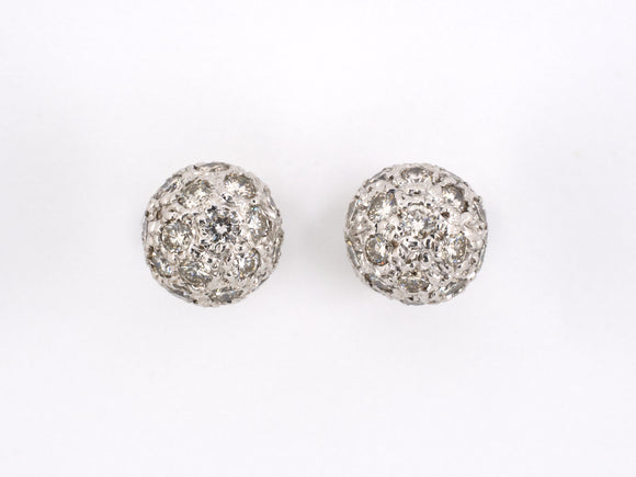 53717 - SOLD - Gold Diamond Ball Earrings