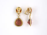 53727 - SOLD - Laura Munder Gold Mandarin Garnet Tourmaline Diamond Cluster Drop Earrings