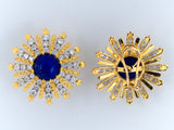 53756 - Circa 1980 Gold Lapis Diamond Sun Earrings