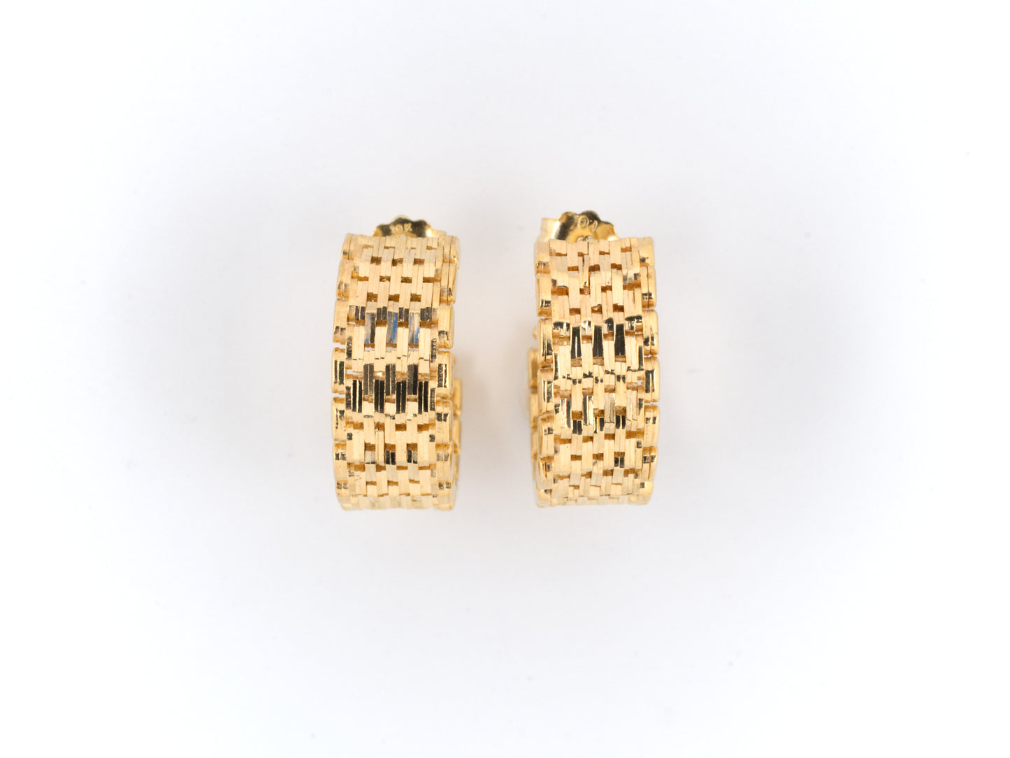 53765 - Gold Mesh Link Hoop Earrings