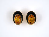 53794 - Gold Citrine Black Onyx Oval Earrings