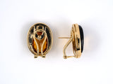 53794 - Gold Citrine Black Onyx Oval Earrings