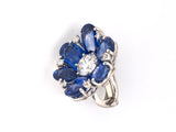 53829 - Cerro Platinum AGL Kashmir Sapphire GIA Diamond Cluster Floral Earrings
