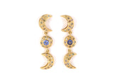 53831 - SOLD - Gold Tanzanite Diamond Crescent Moon Earrings