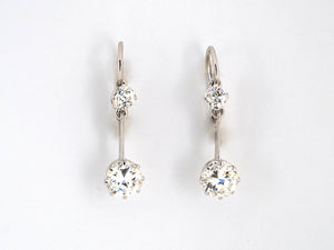53833 - SOLD - Art Deco Platinum Diamond Drop Earrings