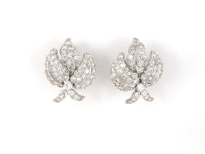 53840 - Circa 1950 Platinum Diamond Floral Earrings