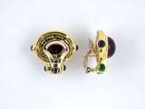 53842 - Gold Garnet Iolite Tourmaline Earrings