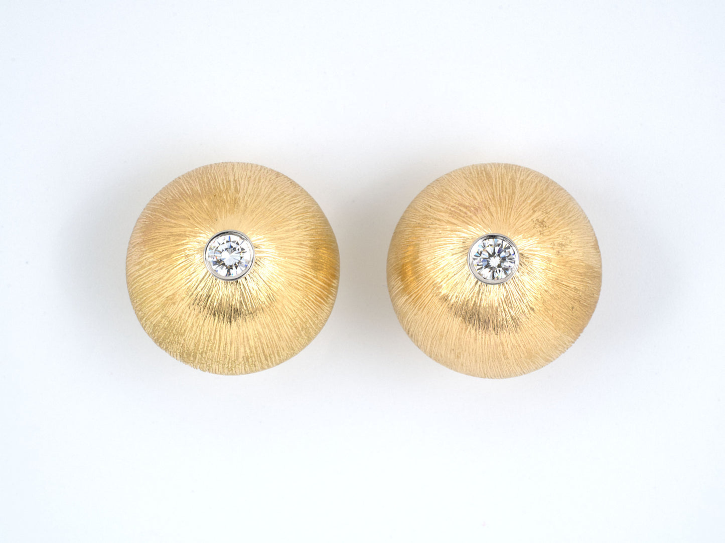 53844 - Gold Platinum Diamond Domed Earrings