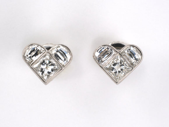 53863 - Platinum Diamond Heart-Shape Stud Earrings