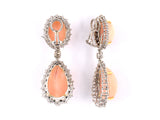 53865 - SOLD - Circa 1970 Gold Coral Diamond Pear Shape Cluster Drop Earrings