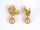 53872 - Circa 1990 Chanel Gold Diamond South Sea Golden Pearl Drop Earrings