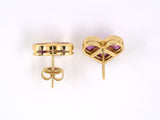 53879 - Gold Pink Sapphire Heart Shape Stud Earring