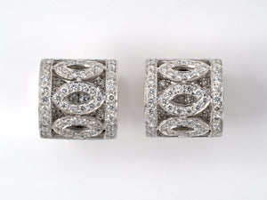 53892 - SOLD - Gold Diamond Navette Huggie Earrings