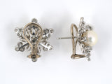 53893 - SOLD - Suna Bros Platinum Diamond Pearl Earrings