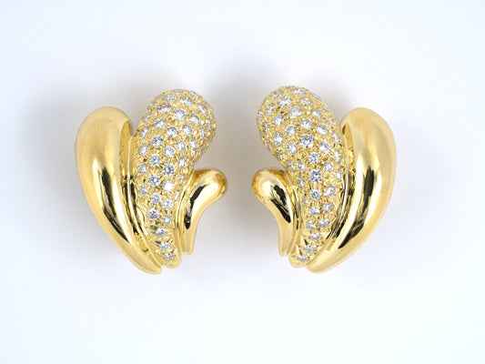 53896 - Gold Diamond Bombe Swirl Earrings
