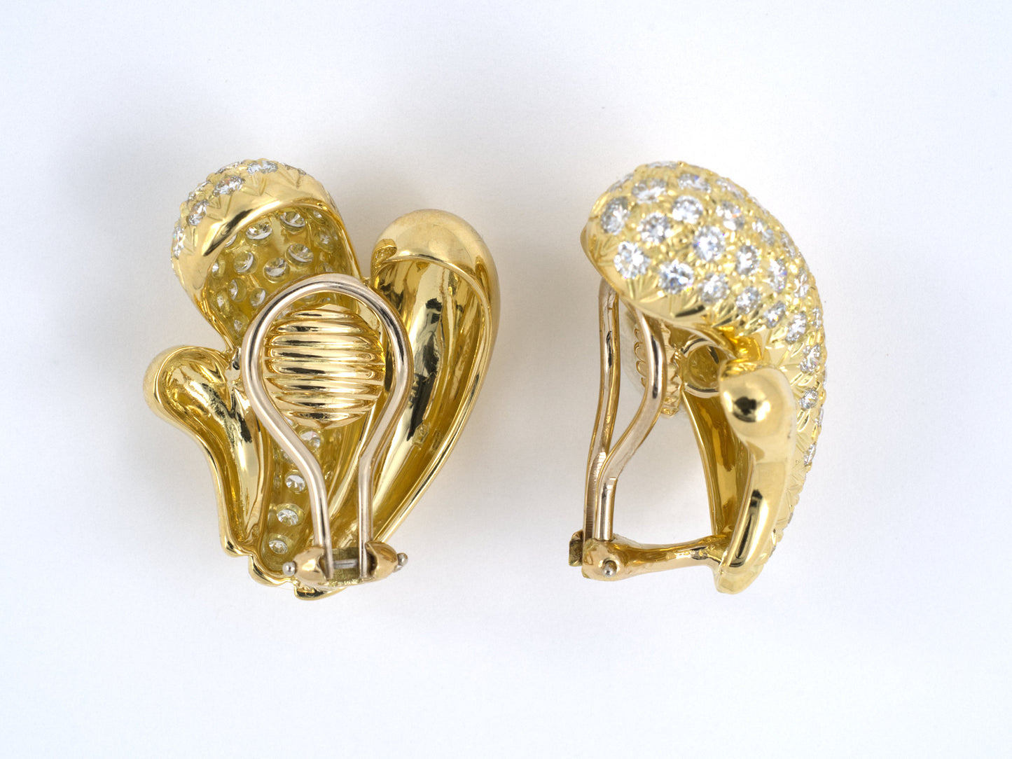 53896 - Gold Diamond Bombe Swirl Earrings