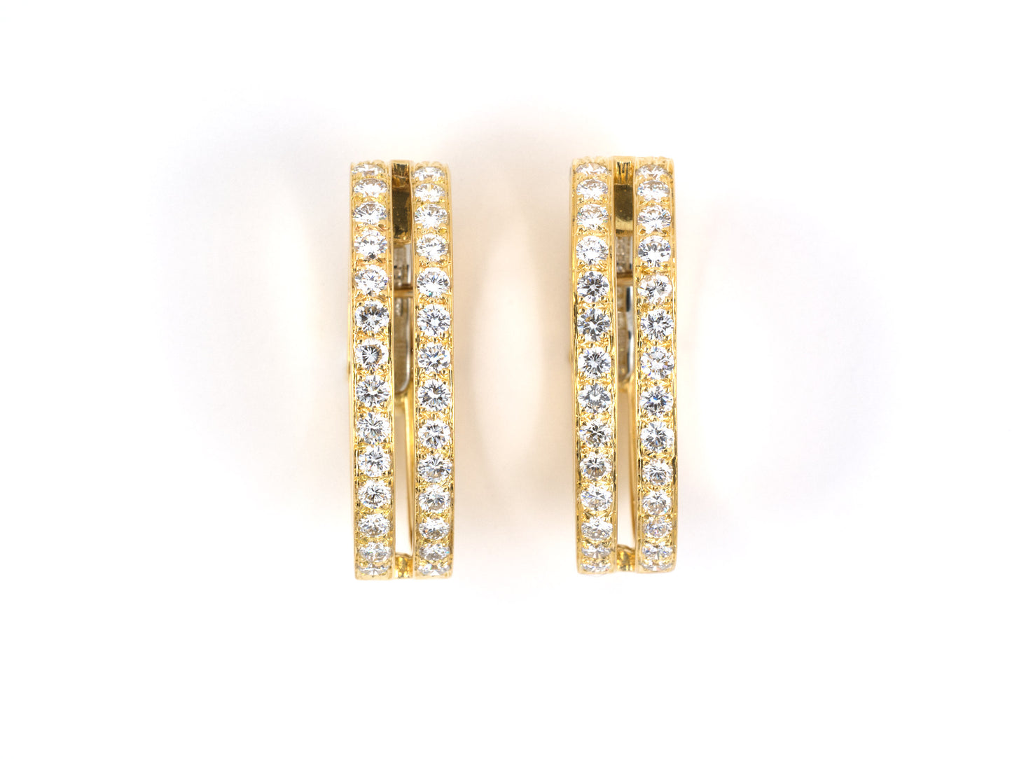 53915 - SOLD - Webb Gold Diamond 2-Row Hoop Earrings