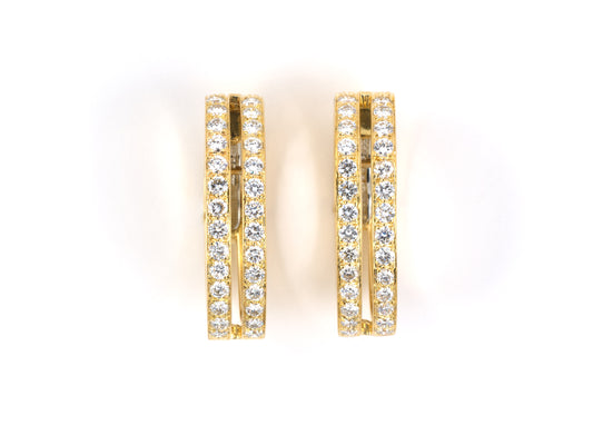 53915 - SOLD - Webb Gold Diamond 2-Row Hoop Earrings