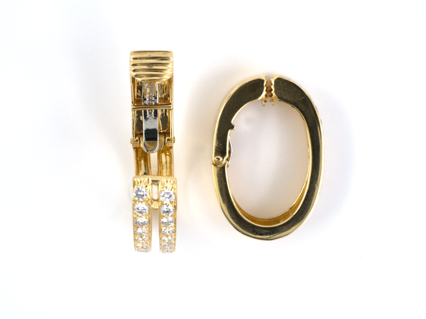 53915 - SOLD - Webb Gold Diamond 2-Row Hoop Earrings