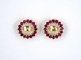 53917 - Gold Ruby Cluster Prong Set Stud Earrings Jackets