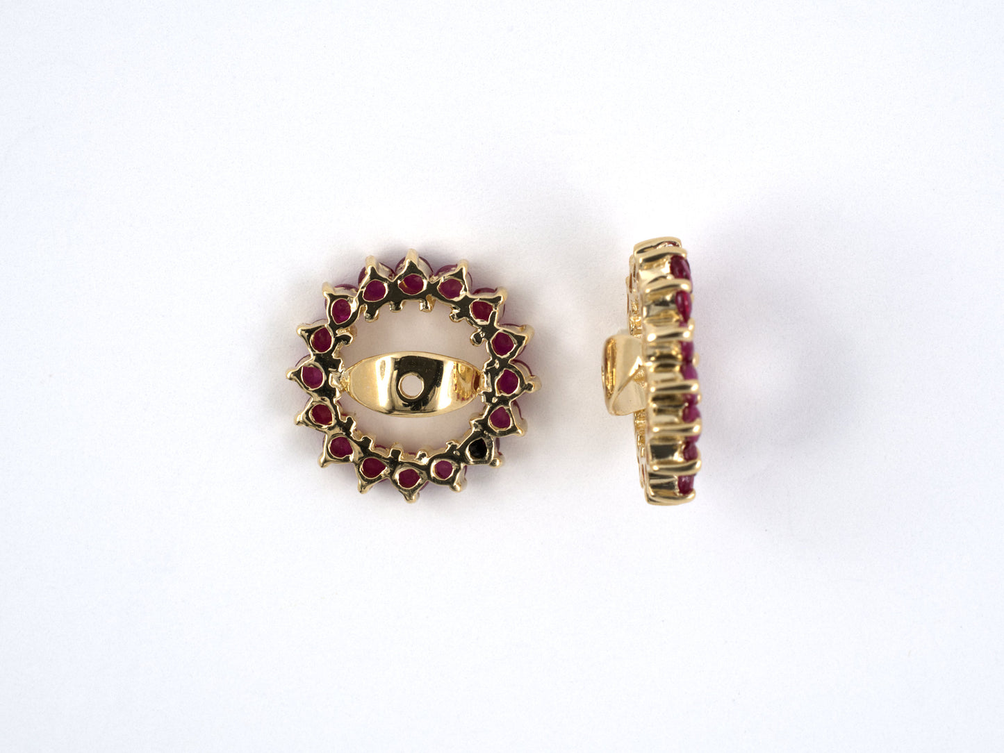 53917 - Gold Ruby Cluster Prong Set Stud Earrings Jackets