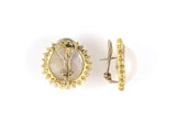 53927 - SOLD - Gold Diamond Mabe Pearl Cluster Earrings