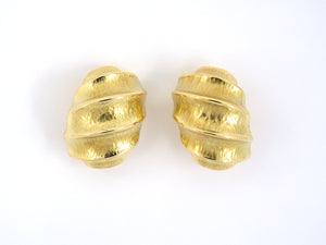 53940 - Gold Corrugated Hammered Italy Earrings