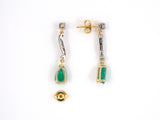 53946 - Platinum Gold Diamond Emerald Dangle Drop Earrings