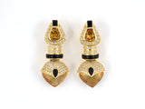 53949 - SOLD - Gold Citrine Diamond Onyx Detachable Drop Dangle Earrings