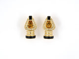 53949 - SOLD - Gold Citrine Diamond Onyx Detachable Drop Dangle Earrings