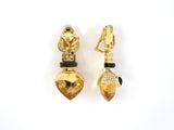 53949 - SOLD - Gold Citrine Diamond Onyx Detachable Drop Dangle Earrings