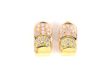 53955 - SOLD - Gold Diamond Pave Set Italy Hoop Earrings