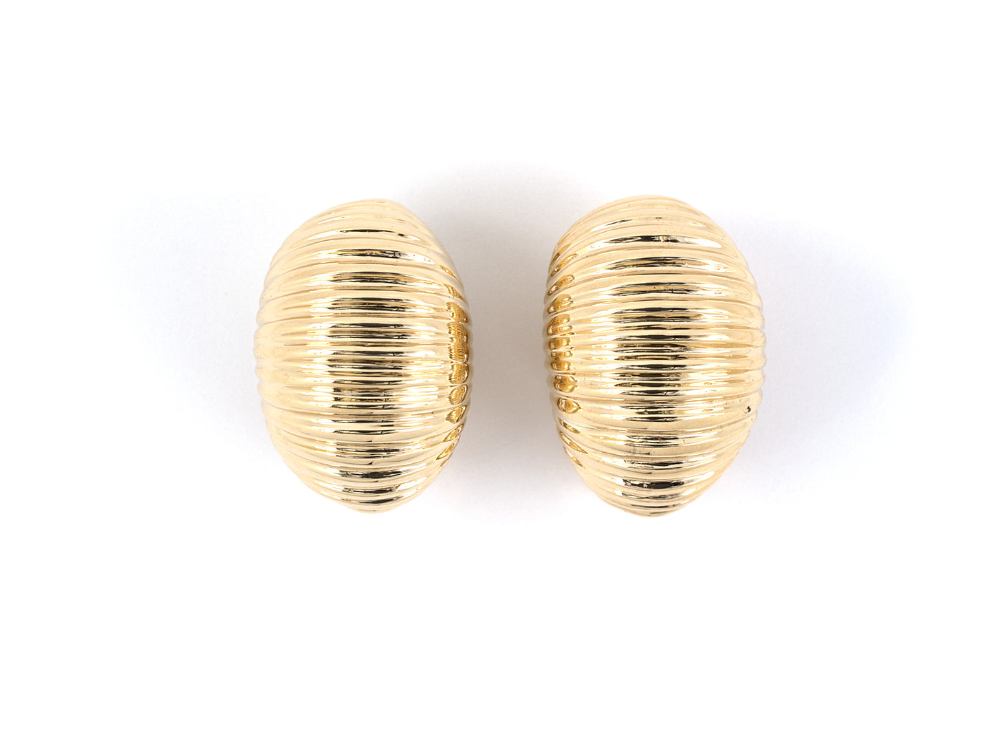 53956 - SOLD - Jost Gold Corrugated Shrimp Hoop Earrings