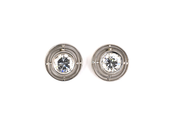 53958 - SOLD - Platinum Diamond Tiered Stud Earrings