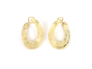 53959 - Gold Sabi Finish Oval Hoop Earrings