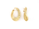 53959 - Gold Sabi Finish Oval Hoop Earrings