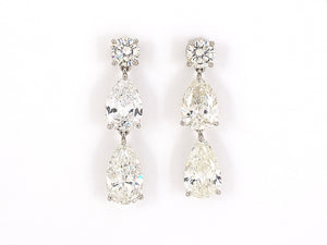 53961 - Platinum Diamond 3 Stone Drop Dangle Earrings