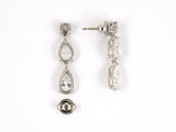 53961 - Platinum Diamond 3 Stone Drop Dangle Earrings
