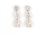 53967 - SOLD - Platinum Diamond 3 Stone Dangle Drop Earrings