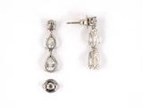 53967 - SOLD - Platinum Diamond 3 Stone Dangle Drop Earrings